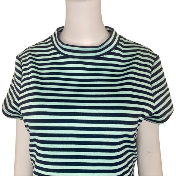 FREE PEOPLE Beach Striped Dress Navy Multi Knit Cover Up Short Sleeves Casual - Picture 5 of 14